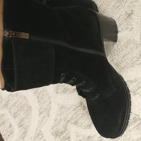 La Canadienne Black Suede Combat Boots - Picture 9 of 10
